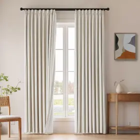 Yjschz-84natural Fapliglisy Natural Linen Pinch Pleated Blackout Curtains 2 Panels 40 Inch Wx84 L Inches Long