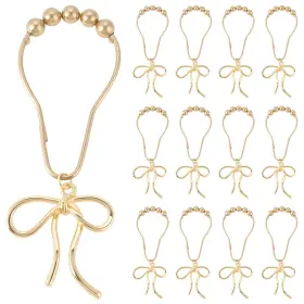 Ab-35762-000776 Fcklvmc 12 Pcs Stainless Steels Gold Bow Shower Curtain Hooks Bulk Glide Curt