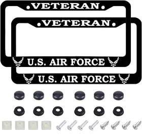 Lpf-100 Fdchtungs 2pcs For Us Air Force License Plate Frames Matte Black Aluminum P