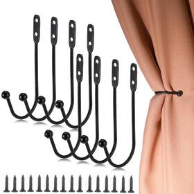 Fdclixuvol 713307 8pcs Black Curtain Tie Backs Wall Mounted Drapery Tiebacks Heavy Duty16pcsscrews