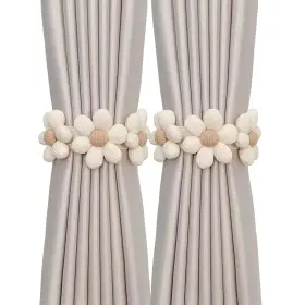 Fx00094a Fengfaer 2 Pcs Flower Curtain Tiebacks Simplicity Ties With Buttons C