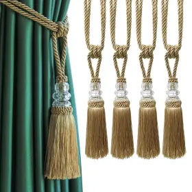 Fenghuangwu 680306677429 Tassel Curtain Tiebacks Handmade Tie Backs Elegant Crystal H