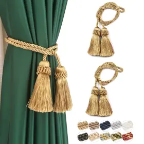 Fenghuangwu 680306678860 2 Pack Curtain Tiebacks Handmade Decorative Holdbacks Rope Gold New