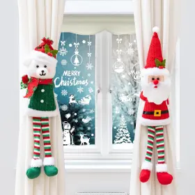 Tieback01 Fengjida 2 Pack Christmas Curtain Tieback Buckle Polar Bear Santa Claus Design Curtai