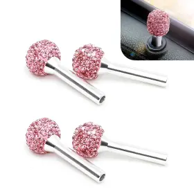 Fikmpn3 Fiknonk 4 Pcs Car Door Lock Knobs Sparkly Rhinestone Covers Non-slip Grip Pull Pin