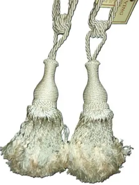 117749 Fine Living Trimming #117749 Pair Of Curtain Drapery Tie Back Ivory Braided Large Tassel 31 Inch New