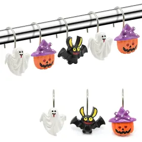 Finros 742703554977 Shower Curtain Hooks Halloween Decorative Rings 12pcs Rust R