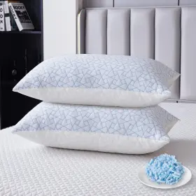 Flanhorest 702735813350 Pillows Queen Size Set Of 2 - Adjustable Firm Shredded Memory Foam