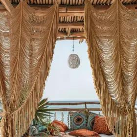Flber112124 Flber Macrame Curtain Boho Room Divider Doorway Wall Decor Fiber Yarn Art C