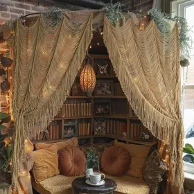 Hqq088 Flber Macrame Curtain Boho Doorway Window Wall Decor Fiber Yarn Art Handwov