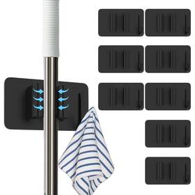 Flyhigter 768825820141 8 Pack Stainless Steel Mop Clips Heavy Duty Wall Mounted Broom Holders