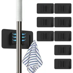 Flyhigter 768825820141 8 Pack Stainless Steel Mop Clips Heavy Duty Wall Mounted Broom Holders