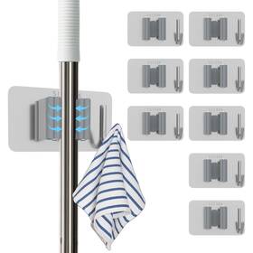 Flyhigter 768825820172 8 Pack Stainless Steel Mop Clips Heavy Duty Wall Mounted Broom Holders
