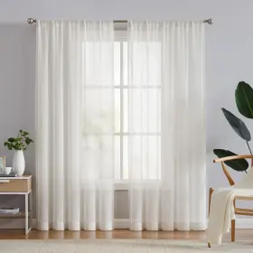 Dms84v2-na Fmfunctex Linen Sheer Curtains For Bedroom Beige 84 Inches Long