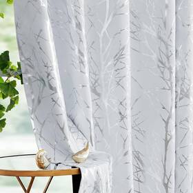 Fmfunctex Hbnbrc2-84wh-siv 100% Blackout Curtains Siver Tree Branch For Living Room