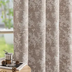 Syfwthgm2-52108bwn Fmfunctex Rust Brown Floral Jacquard Blackout Curtains 108 Inches Long For Be