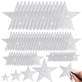 Cutouts-01 Fobsme 180 Pcs Silver Glitter Star Cutout Paper Five Stars Cutouts St