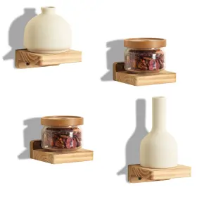 Freezing Point 4 × Small Floating Shelf For Wall Set Of Natural Wood 4inch Mini
