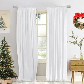 Fs Keewo 768381329898 Curtain And Rod Set 84 Inch Blackout Panels With 10-78 Flexible Track Window Tre