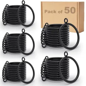 Cr1-5 Fulycin Black Curtain Rings 50pack 1.5 Inch Inner Metal Drapery With Eyelets