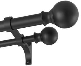 Fumlyate Fa-115 Double Curtain Rods 72-144 Inches With Round Finials 1 Inch Heavy Duty Drape