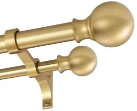 72-144 Fumlyate Fa-118 Double Curtain Rods Inches With Round Finials 1 Inch Heavy Duty Drape