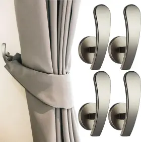 Furge-v332p Furge 4 Pieces Curtain Holdback Wall Mounted Hooks Drapery Tiebacks With Screws