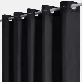 Furlinic 716852849864 Black Stall No Hook Shower Curtain Heavy Duty Fabric Bathroom Curtai