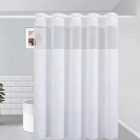 Furlinic 716852850815 Extra Long No Hook Shower Curtain Polyester Fabric Bathroom Curtains With Mes