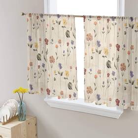 Futuregrace 059738942023 Semi Sheer Curtains 45 Inch Length Retro Small Floral Window Treatments Curt