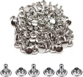 Fx00102-s Fxionicon 200sets Leather Rivets Sliver Metal Double Cap Snaps Studs For Clothes
