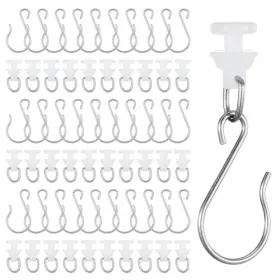 5232ufep6444 Fyntave 60 Pcs Curtain Track Gliders Hooks 30 Plastic White Ceiling Sliding And