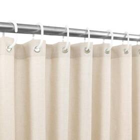 Ga-geetopia Gg-fym25129 Ga-geetopia Extra Long Linen Textured Shower Curtain Set With Hooks Beige Bo