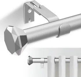 Geebobo 714855374840 Silver Curtain Rods For Windows 66 To 120 30 Inch -120