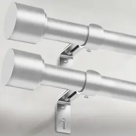Geebobo 742404763036 2 Pack Silver Curtain Rods For Windows 66 To 120 Inch 1 Adjusta