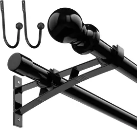 Gx001 Gingull Double Curtain Rods 28 To 44 Inch Black 1 Heavy Duty 30-65