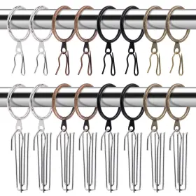 G-2496 Glarks 120pcs Black Metal Drapery Curtain Hanging Rings With Stainless Steel 4 Prong