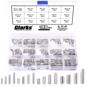 Glath-3 Glarks 180pcs M2 M2.5 M3 M4 Slotted Spring Pin Assortment Kit Split