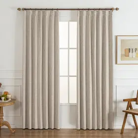 Gl0001-nl102 Gleantdeco 102 Inch Long Natural Linen Pinch Pleated 100% Blackout Curtains And Drapes Be
