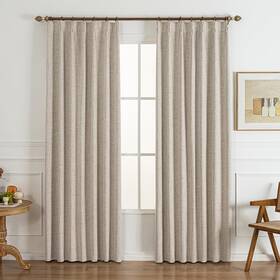 Gleantdeco Gl0001-nl84 84 Inch Long Natural Linen Pinch Pleated 100% Blackout Curtains And Drapes Bedr