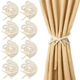 Dao-glicraft-0825 Glicraft 8 Pcs Natural Starfish Curtain Tiebacks Handmade Woven Rope Ocean Theme Coast