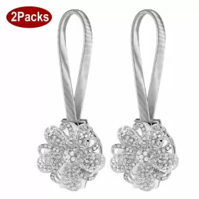 Gpct1668 Global Phoenix 2 Packs Magnetic Curtain Tiebacks Extendable Floral Drape Holder