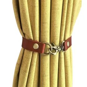 Glrovazas 616814043081 2pcs Curtain Tie Back Leather - Straps Western Tiebacks Ties For Office Living