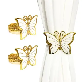 Glrovazas 616814608730 Lovely Butterfly Curtain Tiebacks Buckle 2pcs Gold White Tieb