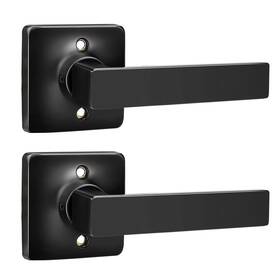 Gobekor B08l4nt98n 2 Pack Black Half Dummy Door Handles Straight Non-turning Lever
