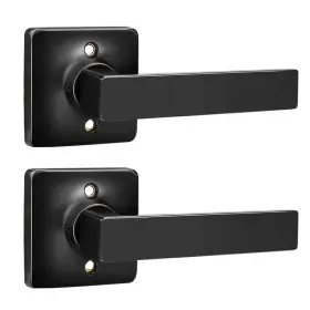B08l4nt98n Gobekor 2 Pack Black Half Dummy Door Handles Straight Non-turning Lever