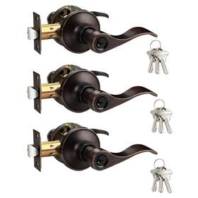 Gobrico B073pv4f3n Keyed-alike Oil Rubbed Bronze Entry Door Locks Wave Handle Lever Same