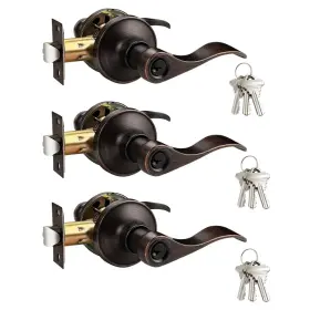 B073pv4f3n Gobrico Keyed-alike Oil Rubbed Bronze Entry Door Locks Wave Handle Lever Same