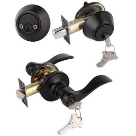 Gobrico B07t46wyng 1 Pack Front Door/exterior Door Lever Lockset Double Cylinder Deadbolt