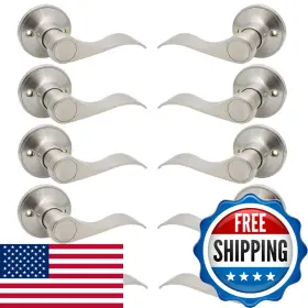 B07w7bczgg Gobrico 10 Pack Satin Nickel Dummy Door Levers Wave Style Single-side